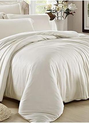 Постельное белье milk champagne premium сатин однотон meriset - семейный на резинке полуторный