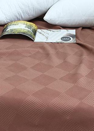 Простирадло-покривало піке 200х235см тм tag клітинка кавова