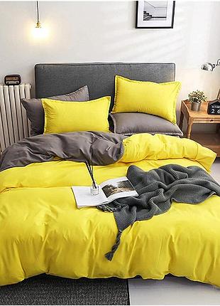Постільна білизна дует жовтий/антрацит ранфорс meriset - євро