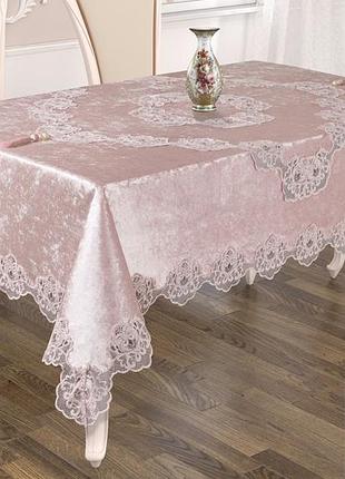 Велюрова скатертина selin asya 160х350 бежева