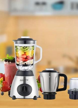 Стационарный блендер zepline 2000w (стеклянная чаша 1.5л., измельчительная чаша для мяса 1,2л.) zp-081d1