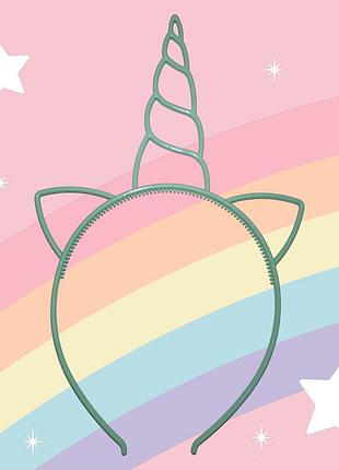 Дитячий обруч єдиноріг з вушками 22 на 14 см салатовий