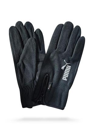 Мужские черные перчаки из плотного флиса l