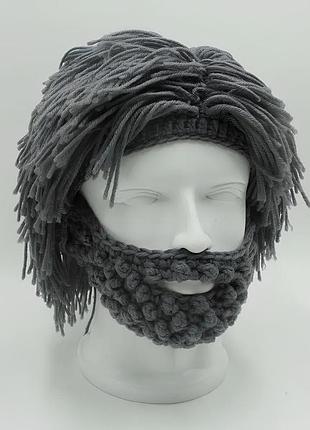 Зимняя шапка с бородой , уникальный головной убор. yousf