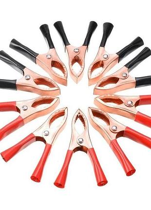 Зажимы аккумуляторные "крокодилы" 30а 70 мм (эластичный резиновый кожух), 5 пар