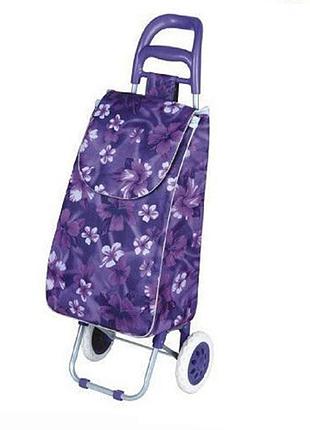 Тачка сумка с колесиками a-plus тележка (307 с) цветочный принт на фиолетовом