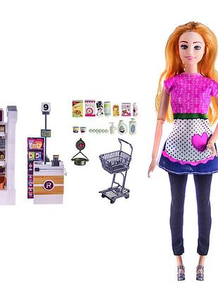 Кукла типа барби bambi kq113a с тележкой и продуктами белый