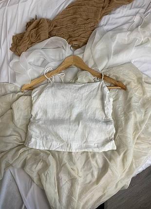 Майка из льна белая блуза h&amp;m