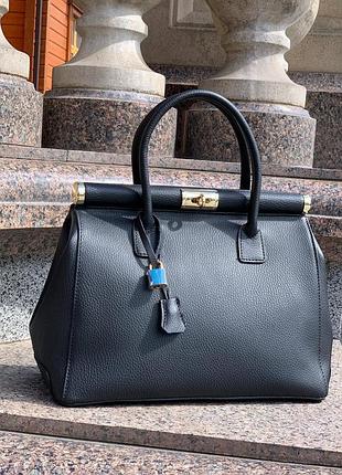 Сумка шкіряна чорна велика