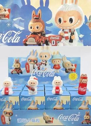 Набор мини фигурок лабубу кола labubu 12 штук голубая коробка