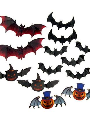 Декор настенный летучие мыши хэллоуин (уп. 12 штук)