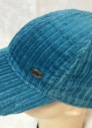 Розовая бейсболка из крупного хлопкового вельвета 55-57 бирюзовый