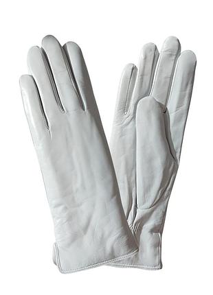 Женские белые кожаные перчатки с натуральным мехом мутона ln0022j-25 8