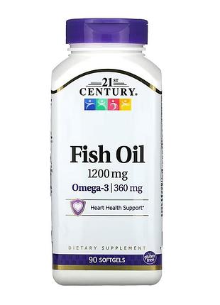 Omega 3 21st century, рыбий жир, 1200 мг, 90 мягких таблеток
