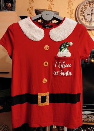 Новогодняя футболка. размер 2хs.