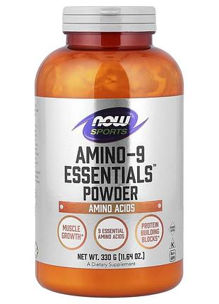 Аминокислоты в спорте, amino-9 essentials, now foods, sports, порошок, 330 г