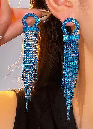 Серьги бижутерия бирюзовые камушки