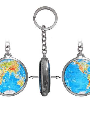 Брелок 6967 объемный глобус голубой