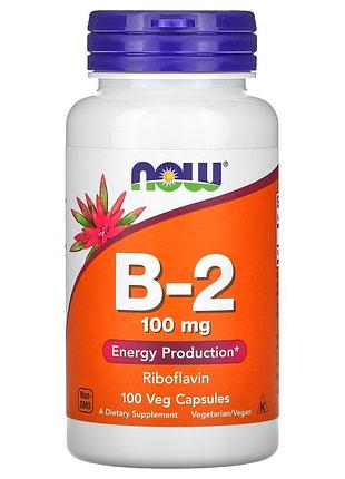 Рибофлавин, vitamin b-2, now foods, 100 мг, 100 растительных капсул