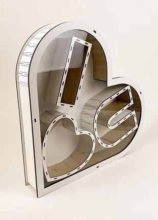 Подарочная коробка белая с прозрачной крышкой "сердце i love you"