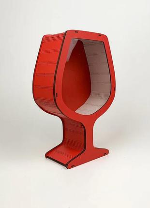 Подарочная коробка-бокал, красная с прозрачной крышкой