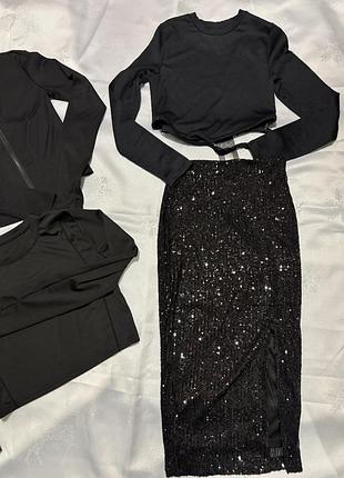 Спідниця в паєтках чорна