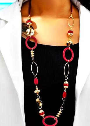 Кольє довге з різних фрагментів