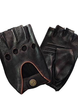 Мужские беспалые кожаные черные перчатки из кожи оленя pitas 1077 bl 9.5