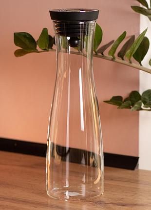 Стеклянный графин с крышкой 1.2 (л) для воды, сока, лимонада hp-19-43