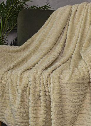 Плед евро пушистый koloco "цепочка" 220 х 240 см (39752) фисташковый