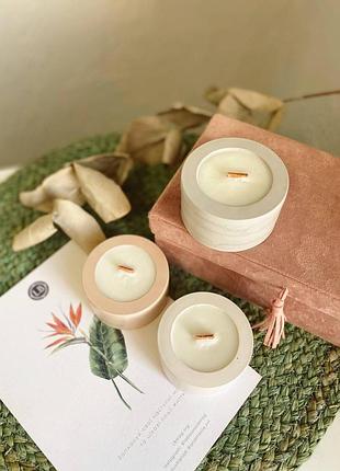 Набор соевых свечей в гипсовых кашпо smart 3шт без аромата
