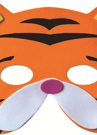 Детская маска тигр для праздника one size разноцветный