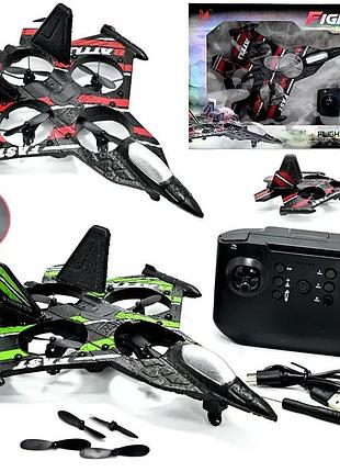 Квадрокоптер літак на пульті для дітей — бойовий винищувач з led-підсвіткою й зарядкою