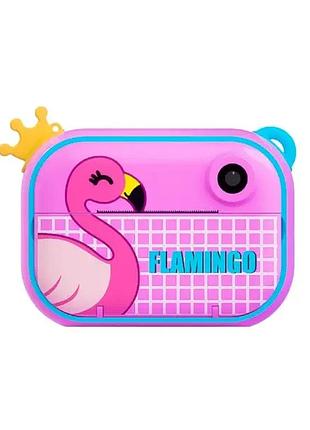 Дитячий фотоапарат flamingo з миттєвим друком, дисплеєм 2.4", wi-fi, селфі-камерою та термопапером