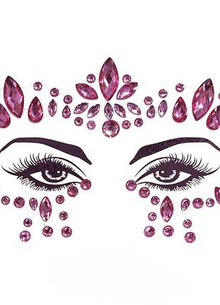 Стразы для лица наклейки one size розовый