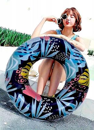 Стильный надувной круг 90 см для взрослых и детей – тропический дизайн