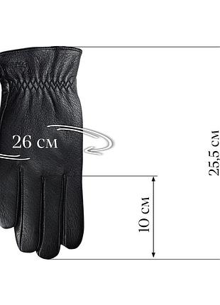 Черные мужские перчатки из кожи оленя с поджкладкой из шерсти 12