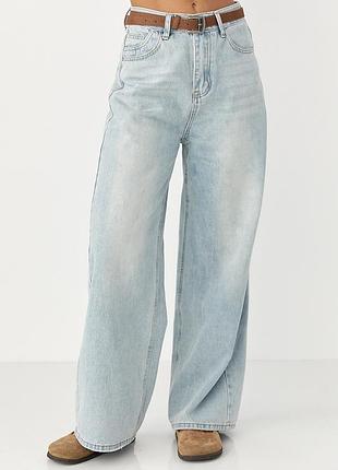 Прямі джинси wide leg із високою посадкою, базові жіночі джинси, тонкий денім — s–xl