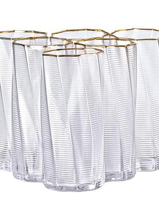 Набор стаканов 6 шт по 450 мл с золотым ободком hp-16-18