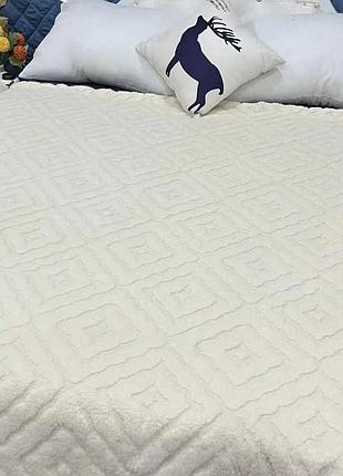 Плед евро пушистый koloco "большой ромбик" 220 х 240 см (39716) айвори