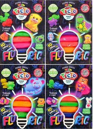 Тесто «fluoric» 10 цветов тесто для лепки «fluoric» это креативное творчество, которое светится в темне