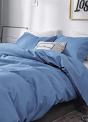 Постельное белье блакит ранфорс meriset - семейный на резинке євро на резинці