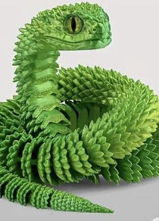 Гибкая 3d молния с 3d-принтера 29,5см | игрушка трансформер антистресс | pla | подарок для детей и взрослых зелений