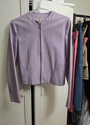 Винтажная кожаная куртка, лиловая кожанка