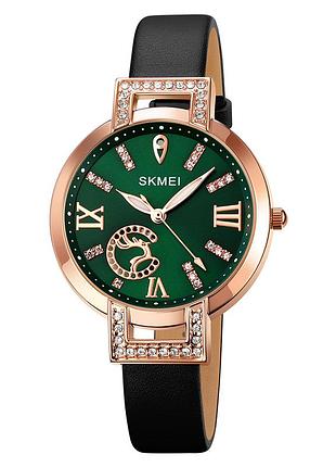 Женские наручные кварцевые часы skmei 1977gnbk green-black