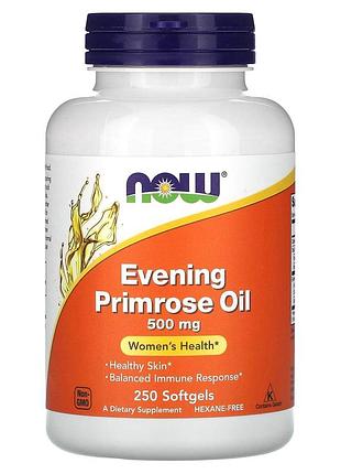 Масло вечерней примулы, evening primrose oil, now foods, 500 мг 250 капсул