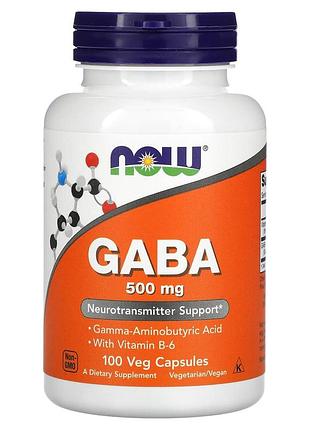 Гамма-аминомасляная кислота с витамином в-6, gaba with vitamin b-6, now foods, 500 мг, 100 вегетарианских