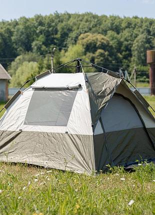 Палатка туристическая зеленая - легкая и вместительная походная на 2-3 человека, быстрая установка, водостойка