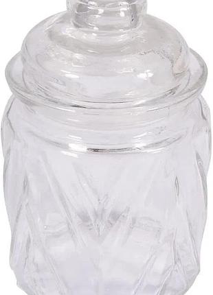 Скляна баночка з кришкою, прозора декоративна ємність для зберігання