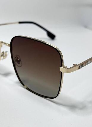 Очки солнцезащитные женские квадраты oversize с поляризационными линзами в тонкой металлической оправе